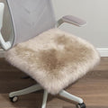 LLB Sheepskin Chair Covers - Office, Dining Room & Desk Chair Seat Cushion - Cream Brown, 18x18 Inch (Pack of 1) by LLB