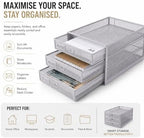 Exerz Paper Sorter 3 Drawer Wire Mesh A4 / Desk Multifunctional Desk Organiser/Multi-Layer Letter Tray - for Documents, Magazines, Notebooks and Letter (Silver) - Image 3