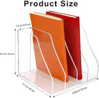 Febwind Clear Acrylic Vertical File Organizer, 4 Compartment Desk Organizer Magazine Holder, Thick Transparent Folder Rack for Documents, Books, Files for Office Home Classroom - Image 5