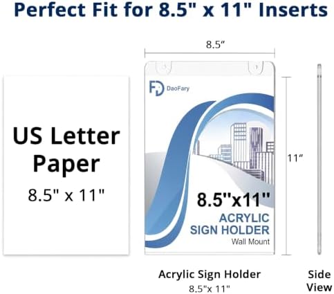 Daofary Acrylic Wall Sign Holder 8.5 x 11, 18 Pack Wall Mount,3-Way Install - Image 5