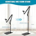 BILIONE Mic Stand Floor Boom Arm for Studio, Podcast, Recording, Streaming - Image 6