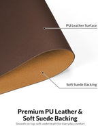 Leather Desk Mat 55" x 24", Rich Brown Large Desk Pad Protector - Image 2