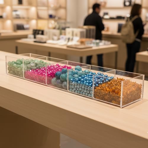 Marketing Holders 2 Pack Acrylic Retail Tray Five Compartment 19.5 Inch Wide x 4.5 Inch Deep Clear Lucite Countertop Product Merchandise Storage Organizer for Businesses and Homes - Image 2