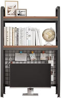 Desk Hutch Desktop Bookshelf, 2 Tier Computer Desktop Bookshelf with Pegboard,Wood Hutch Bookcase Organizer,Multipurpose Countertop Storage Shelf,Display Shelf Rack for Home Office Dorm by Unknown