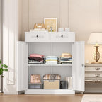 INTERGREAT Metal Garage Storage Cabinets with Lock,Steel Storage Cabinet with Drawer and 2 Adjustable Shelves, Small Lockable Office Steel Cabinet for Home, Warehouse, School, White - Image 7