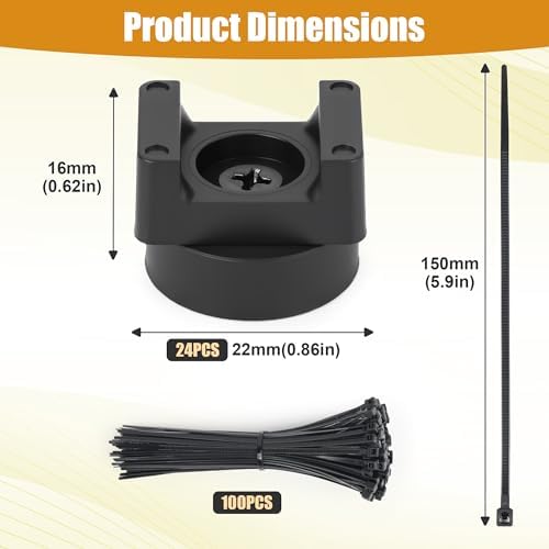 22CM 24 PCS Magnetic Zip Tie Mount Set with 100Pcs Cable Ties 8LBS Strong - Image 7