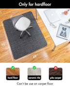 Baroyal Office Chair Mat for Hardwood Floor Under Desk Computer Rolling Chair Mat for Wood/Tile Floor Non-Slip Heavy Duty Desk Rug PVC Plastic Hard Floor Protector 48" x 60" (Cool Grey) - Image 3