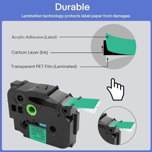 GREENCYCLE Compatible for Ptouch TZe-751 TZe751 AZE Tape 24mm 0.94 Inch 1" Black on Green Laminated Label Tape for PT2730 PT9600 PTD600VP PTD800W PTH500LI PTP700 PTP710BT PTP750W, 4 Pack - Image 6