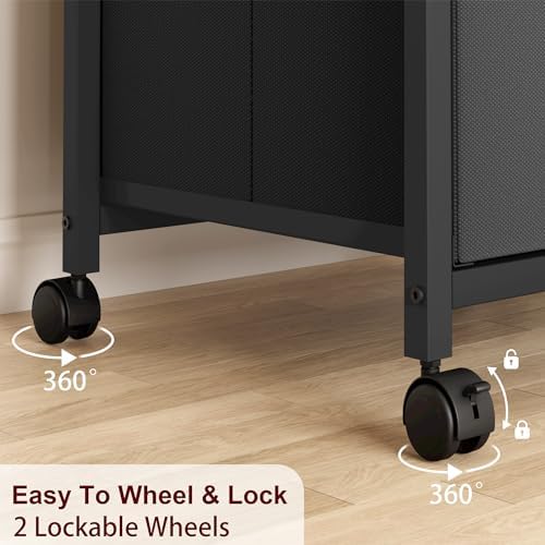 Garvee File Cabinet with 3 Drawers, Mobile Filing Cabinet Fits Letter Size or A4, Fabric Vertical File on Wheels, Home Office Small Under Desk Filing Storage Cabinets, Black - Image 6