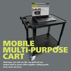 Pearington 2-Tier Compact Multi-Purpose Plastic Utility Cart with Lockable Wheels up to 150lbs, Black - Image 3