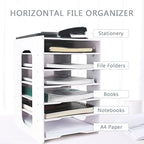SONGWAY File Organizer for Desk - 7 Tier Document Holder with Removable Shelves, Letter Mail Rack, File Sorter Organizer, A4 Paper Storage Holder, Desktop Organizer for Home Office School, White - Image 2