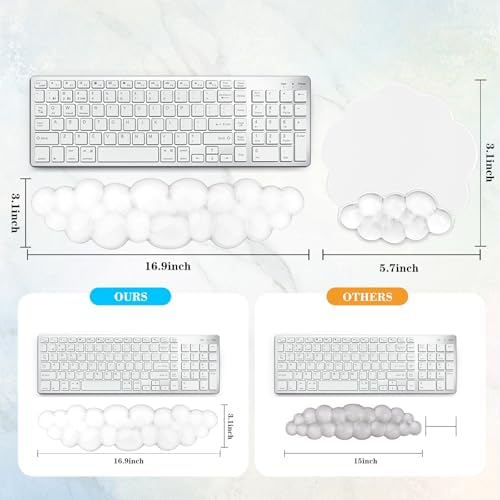 Gel Cloud Keyboard and Mouse Wrist Rest, Cute Wrist Support and Arm Support Rest for Typing Pain Relief，Suitable for Office/Computer/Laptop/Gaming Set-White - Image 5