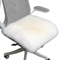 LLB Sheepskin Chair Cushion Non-Slip Back Square Genuine Fur Chair Cover Silky Natural Wool Seat Cushion Pad Soft Area Rugs Carpet for Home Office Restaurant Chair 18x18 Inch (Pack of 1), Ivory White by LLB