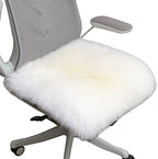 LLB Sheepskin Chair Cushion Non-Slip Back Square Genuine Fur Chair Cover Silky Natural Wool Seat Cushion Pad Soft Area Rugs Carpet for Home Office Restaurant Chair 18x18 Inch (Pack of 1), Ivory White by LLB