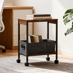 Slim Rolling Side Table with Basket, Narrow Storage Cart on Wheels for Sofa - Image 5