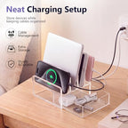 Chunful Acrylic 5-Slot Laptop Stand with Drawer, Adjustable Dividers - Image 5