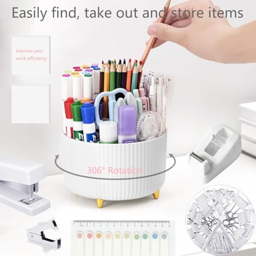 Office Supplies, White Desk Accessories,Desk Organizer,Phone Stand,Scissors,Stapler,Tape Dispenser,Binder clips,Staples,staple remover,Sticky Notes,Index Tabs,Clear Tape,Mini Box Cutter,Cool Pen.16pcs - Image 3