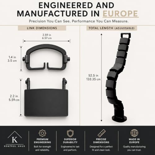 Under Desk Cable Management Spine, Standing Desk Wire & Cord Organizer, Adjustable 53 Inch Cable Spine, Magnetic & Screw-in Mount, Black Vertebrae - Image 7