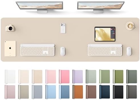 YSAGi Leather Desk Protector, Office Mat, Large Mouse Mat, Non-Slip PU Leather Blotter, Laptop Desk Mat, Waterproof Writing Pad for Office and Home(Eeggshell, 63" x 17.2") by YSAGi