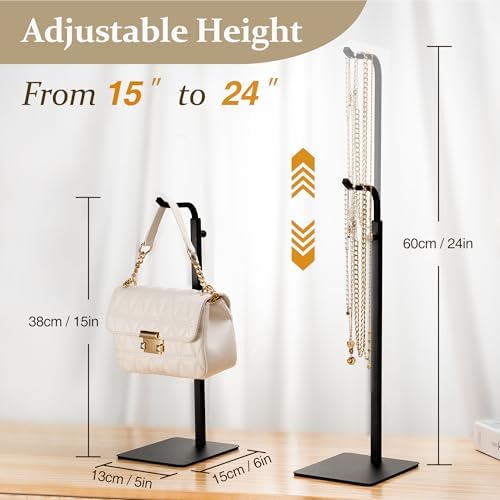 3-Pack Adjustable Tabletop Purse & Banner Display Stands, Black - Image 3