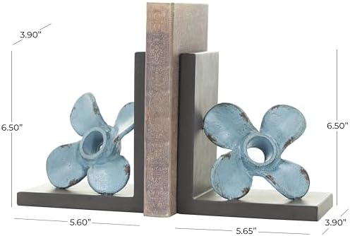 Deco 79 Metal Boat Bookends, Set of 2 Bookends 6" W, 7" H, Teal - Image 6