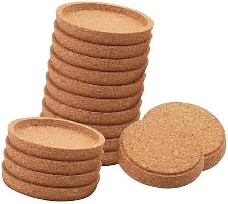 Absorbent Cork Drink Pads 16 Pieces, Round Concave Cup Mats with 0.67 Inch Height for Cold Drinks, Hot Mugs, Dining Room and Cafe Tables Cup Rest Tabletop Mat Beverage Holder Round Cork Pad Tray Cafe by Unknown