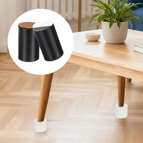 uxcell 4Pcs Self-Adhesive Furniture Risers, 2.36"x3.94" Round Heavy Duty Bed Lift Supports, Carbon Steel Table Sofa Risers with Felt Pads for Chair, Table, Sofa Legs, Leveling, Black - Image 5
