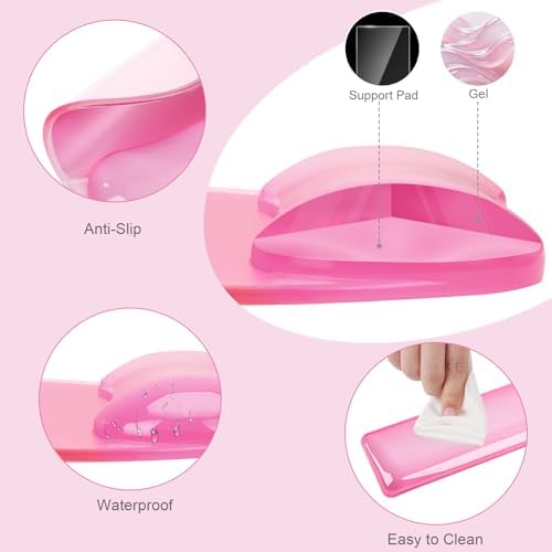 MOSISO Cooling Gel Wrist Rest Support for Mouse Pad&Keyboard Set, Pink - Image 4