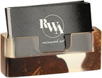 RWA Business Card Holder – Luxury Square Desk Organizer, Stylish Office Decor, Slim Card Holders - Wood & Epoxy Card Display Stand for Men and Women, Office Desk Accessories - SMART, transparent by RWAresinwoodart