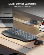ProtoArc EKM01 Plus Wireless Ergonomic Keyboard Mouse Combo - Blue - Image 6