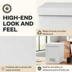 Bigso John Fiberboard Label Frame Desktop File Storage Box - Document Organizer for Important Paperwork - Durable Hanging File Box with a Lid & Metal Label Window - 7.36 x 13.38 x 10.51 in - White - Image 5