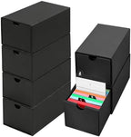 6Packs 3x5 Index Card Box,Index Card Organizer Box with Lid,Hold 6000 Cards,Black Recipe Holder for 3''x5'' Notecard Recipe Flashcard Card by aopule