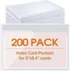 Outus 200 Pack 5 x 8.4 Inch Self Adhesive Label Pockets Bin Labels by Outus