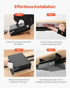VEVOR Under Desk Lockable Slide Out Drawer, 13 inch Under Desk Pull-out Drawer for Sit Stand Workstation, Secure Under Counter Drawers for Home Office Storage Organizer, Black - Image 7