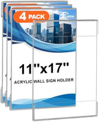 EHWINE Acrylic Sign Holder 8.5 x 11 Wall Mount, 3 Pack Horizontal Display by EHWINE