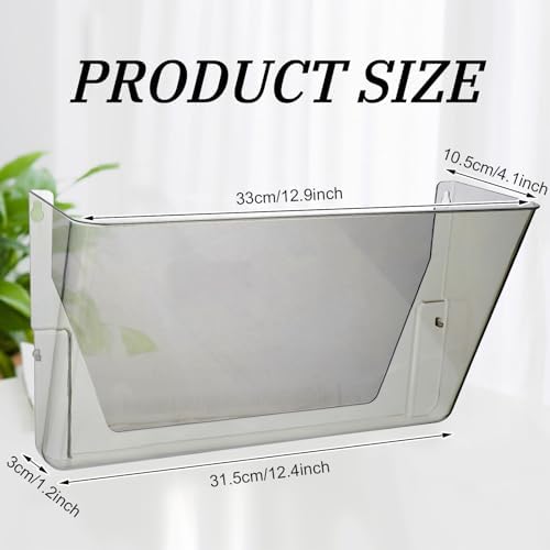 Colarr 8 Pcs Wall File Holder Organizer Plastic Wall Mount Mail Organizer with Screws Single Pocket Hanging Folder Paper Magazine Holder for Walls Office Home Classroom(Gray) - Image 2