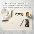 Desk Cover for Office and Home, Large Mouse Pad, Non-Slip, Waterproof PU Leather Blotter Mat, Leather Desk Protector (Cream White, 24" x 55") - Image 3