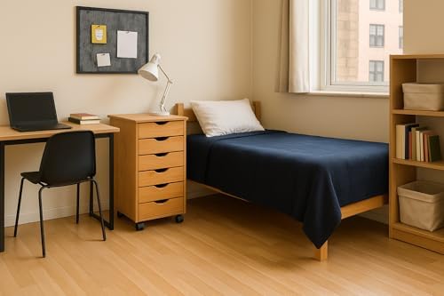 Jela-USA Solid Pine Wood 6 Drawer Rolling Cart, Honey Pine - Image 2