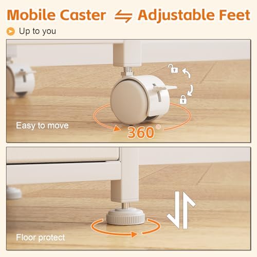 3-Drawer Mobile File Cabinet with 22" Wide Printer Stand, Fabric Under Desk Filing Cabinet with Side Bag & Headphone Hook, Fits Letter/A4 Size Hanging File Folders, Rolling Home Office Organizer,White - Image 5