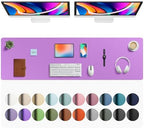 Aothia Faux Leather Desk Mat - Large Mouse Pad, Non-Slip PU Leather Blotter, Waterproof Writing Surface for Office and Home (Iris Violet, 63" x 17") by AothiaSimpleNaturalUnique
