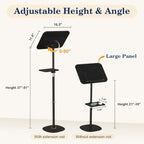 Snughome Floor Book Stand with Tray, Height Adjustment 21"-51", Black - Image 2