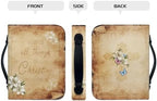 Ancient Verse Lily Floral Bible Cover Case for Men Women Fashion PU Leather Bible Book Case Lightweight Portable Brief Case Stationary Supplies Storage - Image 4