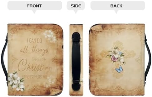 Ancient Verse Lily Floral Bible Cover Case for Men Women Fashion PU Leather Bible Book Case Lightweight Portable Brief Case Stationary Supplies Storage - Image 4