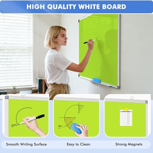 Double-Sided White Board Dry Erase Magnetic Whiteboard Wall 36x24 Green - Image 3