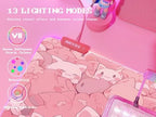 JMIYAV Pink RGB Gaming Mouse Pad 31.5x12 Inch PC XL Large Extended Glowing Led Light Up Desk Pad Non-Slip Rubber Base Computer Cute Mousepad Mat Desk Accessories Gaming Setup Dreamy Cats - Image 3