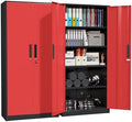 Superday 71" Lockable Steel Storage Cabinet, Locking Metal Storage Cabinets, Tall Black Red Cabinet with 2 Doors and 4 Adjustable Shelves for Garage, Home Office, Classroom, File, Easy Assemble by SuperdayMetalFurniture