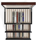 wood pen display case 36 slot Fountain pen Box storage Organizer with drawer, Top Glass Window Pen Collection Display Case by Besforu