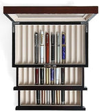 wood pen display case 36 slot Fountain pen Box storage Organizer with drawer, Top Glass Window Pen Collection Display Case by Besforu