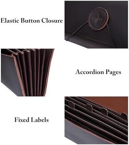 Genuine Leather A6 Receipt Organizer, Leather Expanding Accordion File Folder, 7 Pockets Expanding Bill Receipt Holder for Receipts,Invoices,Coupons,Cards, 7.8X4.3 Inches - Image 5