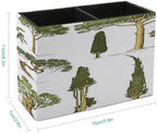 PU Leather Multi-Compartment Pen Holder Desktop Organizer Pencil Cup Storage Caddy for Office Home Supplies Hand Drawn Trees Pine Olive Olive Cypress Forest Growth Outdoor Ecology - Image 2